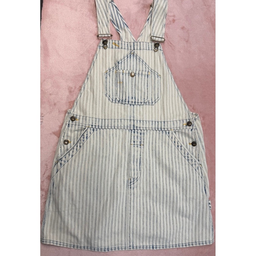 NWOT Faherty Skirt Overall M Topsail Skirtall Indigo Railroad Hickory Stripe Bib